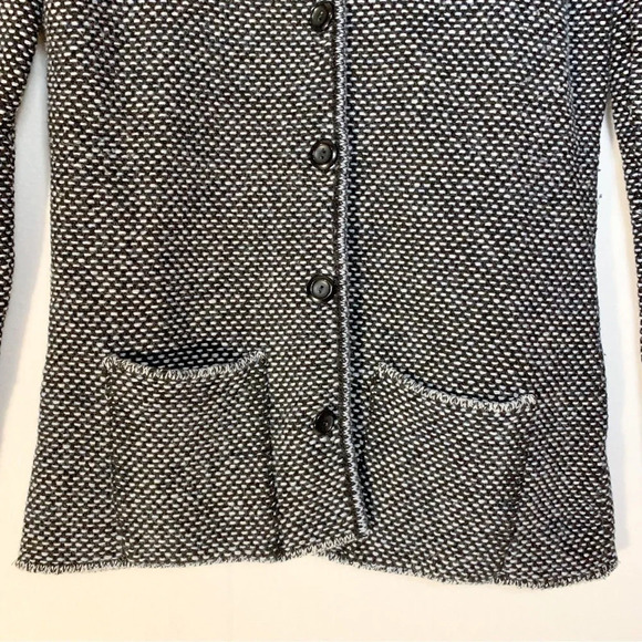 Talbots Wool Blend Black White Cardigan Button Sweater - Picture 4 of 6